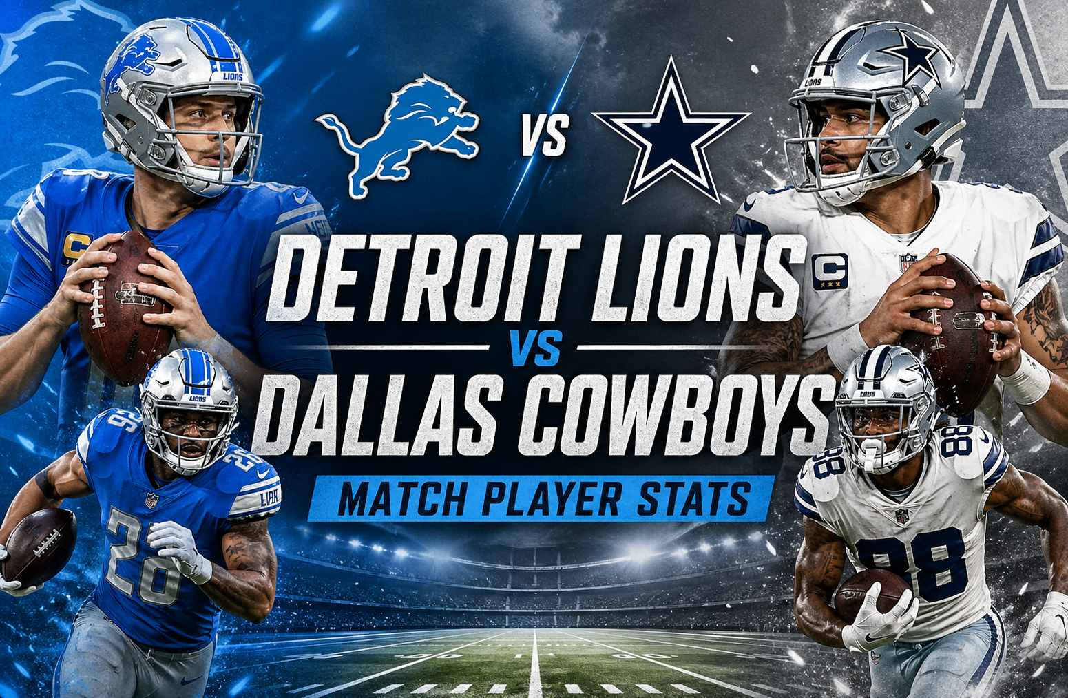 Detroit Lions vs Dallas Cowboys Match Player Stats