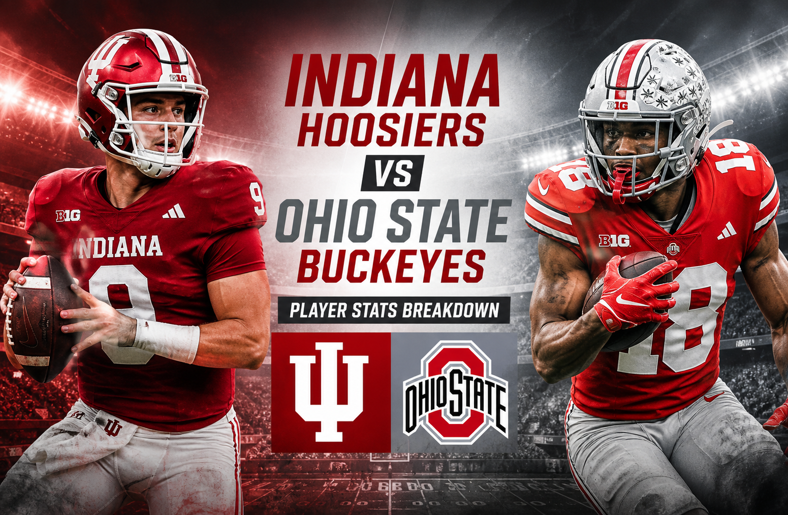 Indiana Hoosiers Football vs Ohio State Buckeyes Football Match Player Stats
