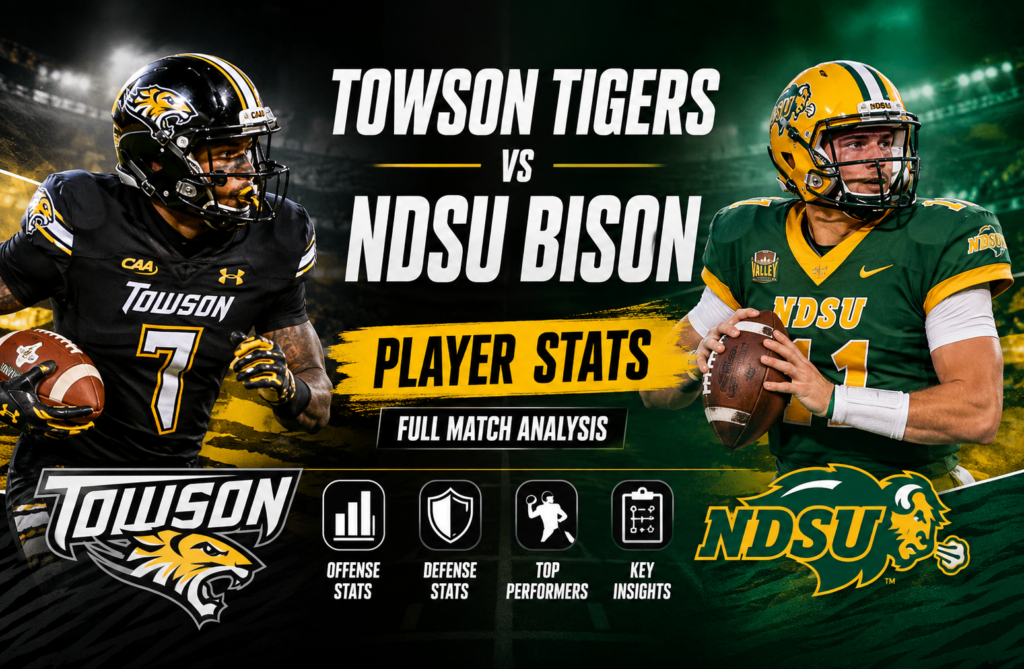 Towson Tigers Football vs NDSU Football Match Player Stats